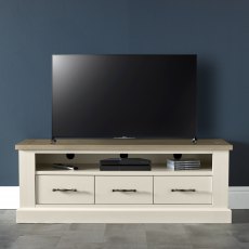 Chartreuse Aged Oak & Antique White Entertainment Unit