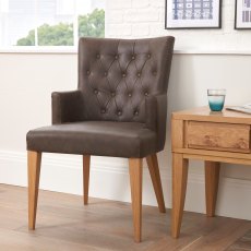 High Park Upholstered Arm Chair - Distressed Bonded Leather (Pair)