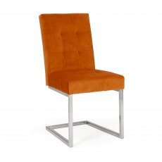 Tivoli Dark Oak Uph Cantilever Chair - Harvest Pumpkin Velvet (Pair)