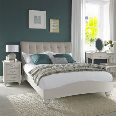 Montreux Soft Grey Uph Bedstead Vertical Stitch Pebble Grey Fabric Double 135cm