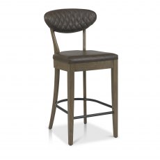 Ellipse Fumed Oak Upholstered Bar Stool- Old West Vintage (Pair)