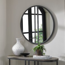 Monroe Silver Grey Circular Wall Mirror