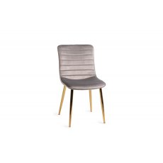 Rothko - Grey Velvet Fabric Chairs with Gold Legs (Pair)