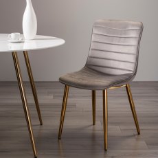Rothko - Grey Velvet Fabric Chair with Gold Legs (Pair)