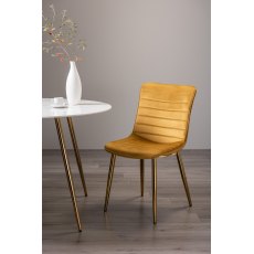 Rothko - Mustard Velvet Fabric Chair with Gold Legs (Pair)