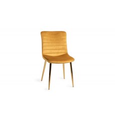 Rothko - Mustard Velvet Fabric Chairs with Matt Gold Plated Legs (Pair)