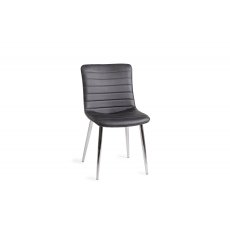 Rothko - Black Faux Leather Chairs with Shiny Nickel Legs (Pair)