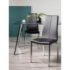 Benton - Black Faux Leather Chair with Shiny Nickel Legs (Pair)