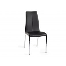 Benton - Black Faux Leather Chair with Shiny Nickel Legs (Pair)