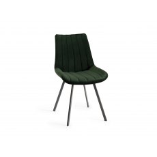 Fontana - Green Velvet Fabric Chair with Black Legs (Pair)