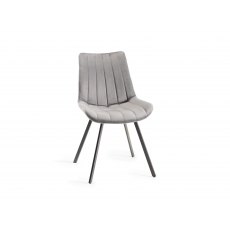 Fontana - Grey Velvet Fabric Chair with Black  Legs (Pair)