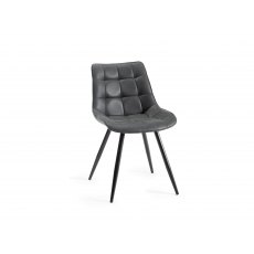 Seurat - Dark Grey Faux Suede Fabric Chairs with Black Legs (Pair)