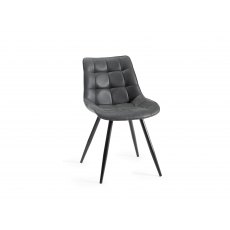 Seurat - Dark Grey Faux Suede Fabric Chair with Black Legs (Pair)
