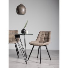 Seurat - Tan Faux Suede Fabric Chair with Black Legs (Pair)