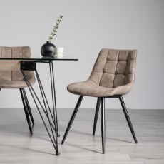 Seurat - Tan Faux Suede Fabric Chair with Black Legs (Pair)