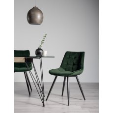 Seurat - Green Velvet Fabric Chair with Black Legs (Pair)