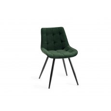 Seurat - Green Velvet Fabric Chair with Black Legs (Pair)