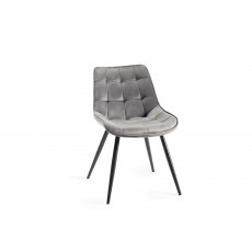 Seurat - Grey Velvet Fabric Chair with Black Legs (Pair)
