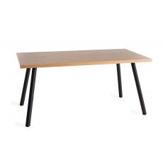 Ramsay Rustic Oak Effect Melamine 6 Seater Dining Table with 4 Sand Black Powder Coated Legs
