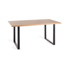 Ramsay Rustic Oak Effect Melamine 6 Seater Dining Table with U Shape Sand Black Powder Coated Legs