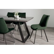 Hirst Grey Painted Glass 6 Seater Table & 6 Fontana Green Velvet Chairs