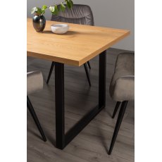 Ramsay Oak Melamine 6 Seater Table - U Leg & 4 Dali Grey Velvet Chairs