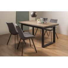 Tivoli Weathered Oak 4-6 Seater Table & 4 Fontana Grey Velvet Chairs