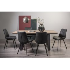 Tivoli Weathered Oak 6-8 Seater Table & 6 Fontana Dark Grey Faux Suede Fabric Chairs