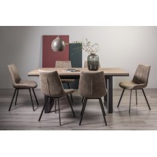 Tivoli Weathered Oak 6-8 Seater Table & 6 Fontana Tan Faux Suede Fabric Chairs