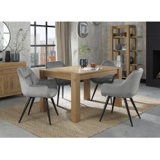 Turin Light Oak 4-6 Seater Table & 4 Dali Grey Velvet Chairs