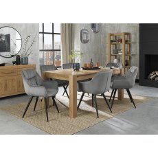 Turin Light Oak 6-8 Seater Table & 6 Dali Grey Velvet Chairs