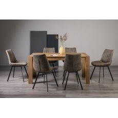 Turin Light Oak 6-8 Seater Table & 6 Fontana Tan Faux Suede Fabric Chairs