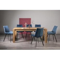 Turin Light Oak 6-10 Seater Table & 8 Fontana Blue Velvet Chairs