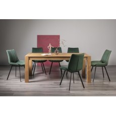 Turin Light Oak 6-10 Seater Table & 8 Fontana Green Velvet Chairs