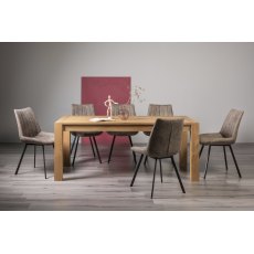 Turin Light Oak 6-10 Seater Table & 8 Fontana Tan Faux Suede Fabric Chairs