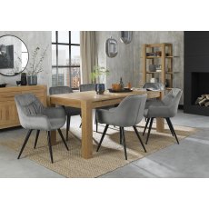 Turin Light Oak Large 6-8 Seater Table & 6 Dali Grey Velvet Chairs