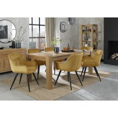 Turin Light Oak Large 6-8 Seater Table & 6 Dali Mustard Velvet Chairs
