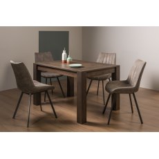 Turin Dark Oak 4-6 Seater Table & 4 Fontana Tan Faux Suede Fabric Chairs