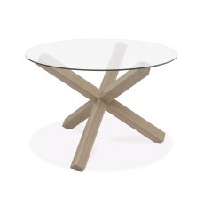 Turin Aged Oak Circular Glass Table