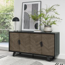 Emerson Weathered Oak & Peppercorn Wide Sideboard