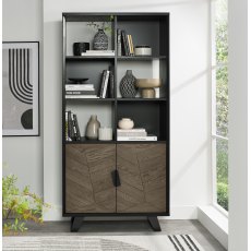 Emerson Weathered Oak & Peppercorn Display Cabinet