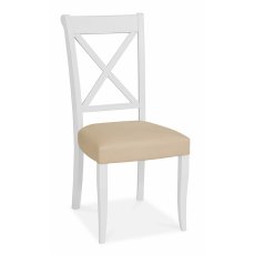 Hampstead Two Tone X Back Chair - Ivory Bonded Leather (Pair) - Grade A2 - Ref #0003-4
