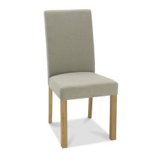 Parker Light Oak Square Back Chair - Silver Grey Fabric (Single) - Grade A2 - Ref #0101