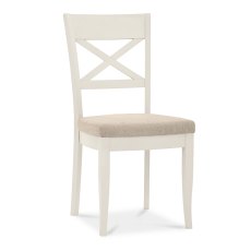 Montreux Antique White X Back Chair - Sand Colour Fabric (Single) - Grade A2 - Ref #0002