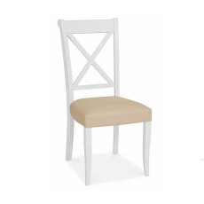 Hampstead Two Tone X Back Chair - Ivory Bonded Leather (Single) - Grade A2 - Ref #0005