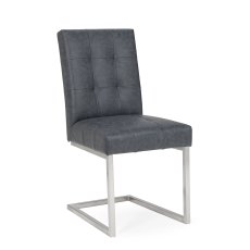 Tivoli Dark Oak Uph Cantilever Chair - Mottled Black Faux Lthr (Single) - Grade A2 - Ref #0243