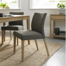Bergen Oak Uph Chair - Black Gold Fabric (Single) - Grade A3 - Ref #0271