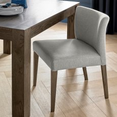Turin Dark Oak Low Back Uph Chair - Pebble Grey Fabric (Single)- Grade A3 - Ref #0281