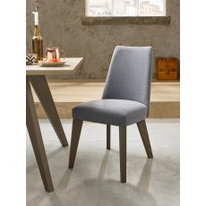 Cadell Aged Oak Upholstered Chair - Slate Blue (Single) - Grade A3 - Ref #0303