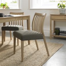 Bergen Oak Low Slat Back Chair - Black Gold Fabric (Single) - Grade A3 - Ref #0321